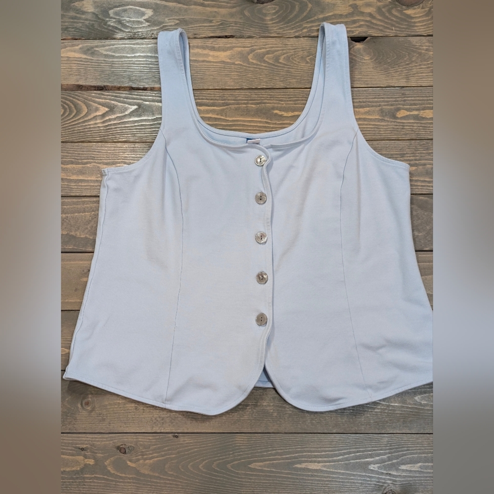 Old Navy Light Blue Button-Front Scoop Tank